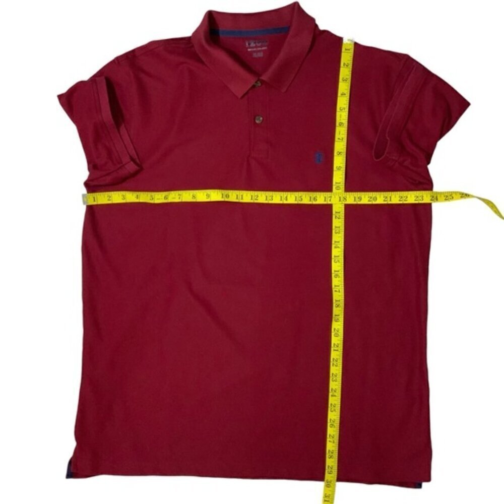 Izod Polo Golf Shirt Logo Short Sleeve Collar 2 Button Red Burgundy XL - Picture 8 of 16